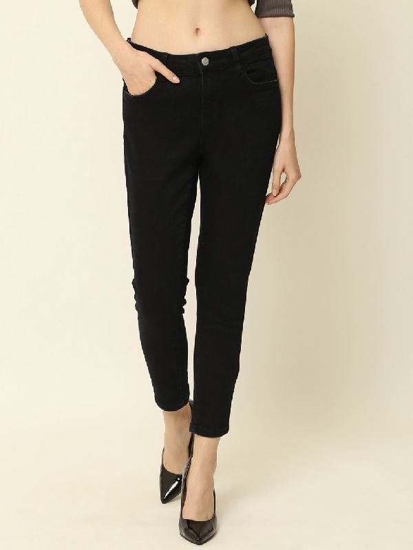 Plain Ladies Black Denim Jeans, Feature : Anti-Shrink, Anti Wrinkle