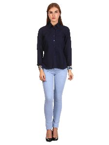 Plain Linen Ladies Cufflink Shirts, Size : XL