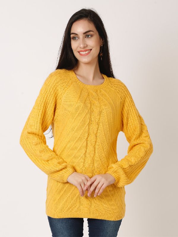 Ladies Textured Sweater, Neck Style : Round Neck
