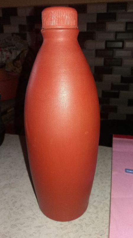 Round Clay Water Bottle, Color : Red