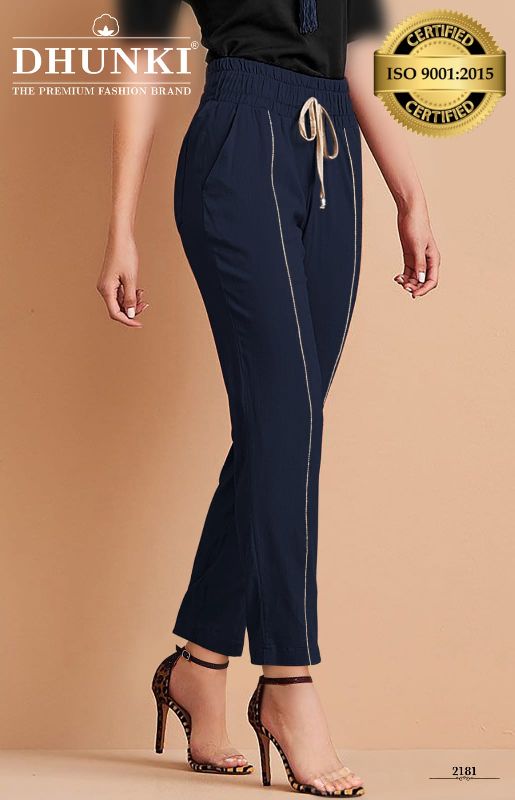 Buy Online Navy Viscose  Lycra Pants for Women  Girls at Best Prices in  Biba IndiaBOTTOMW16842SS2