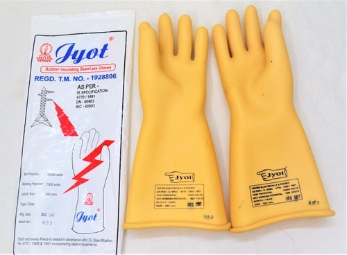 Rubber Insulating Seamless Hand Gloves, Feature : Acid Resistant