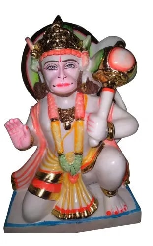 Marble Colored Hanuman Statue, for Worship, Temple, Pattern : Painted