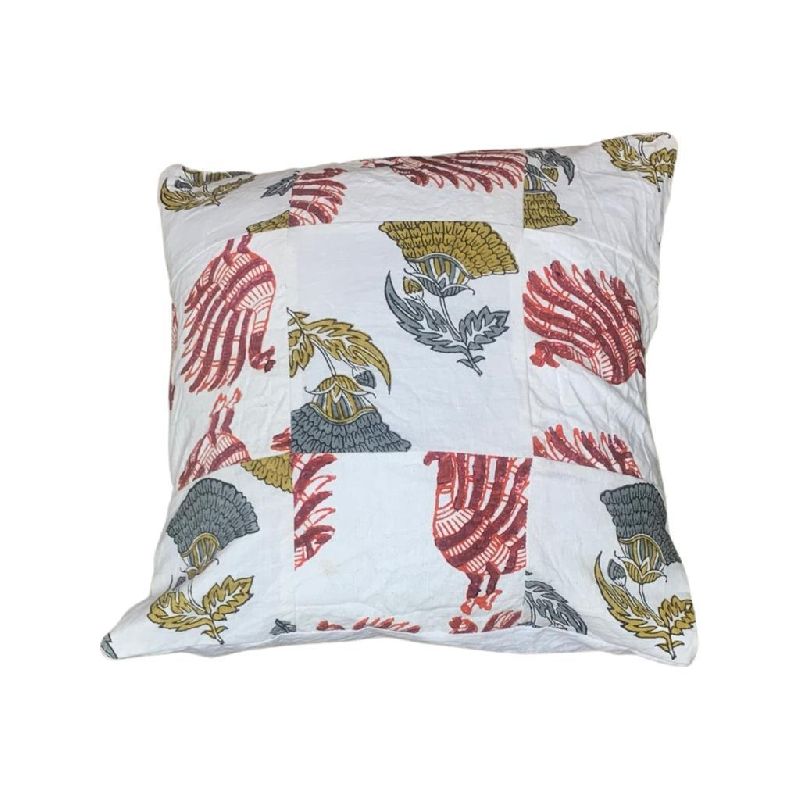 A-CC-C-W-0015 Hand Block Printed Cushion Cover, Size : 50cm X 30cm