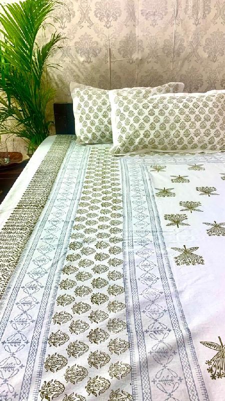 DKWTBLK117 Hand Block Printed Cotton Double Bedsheet