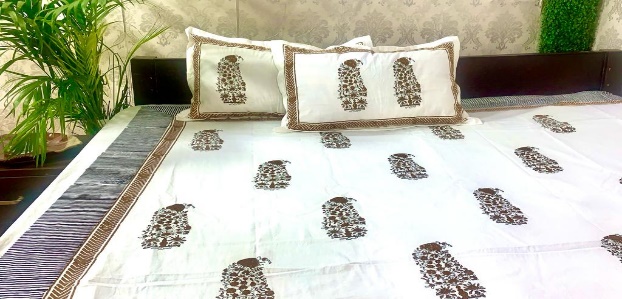 DKWTBR103 Hand Block Printed Cotton Double Bedsheet