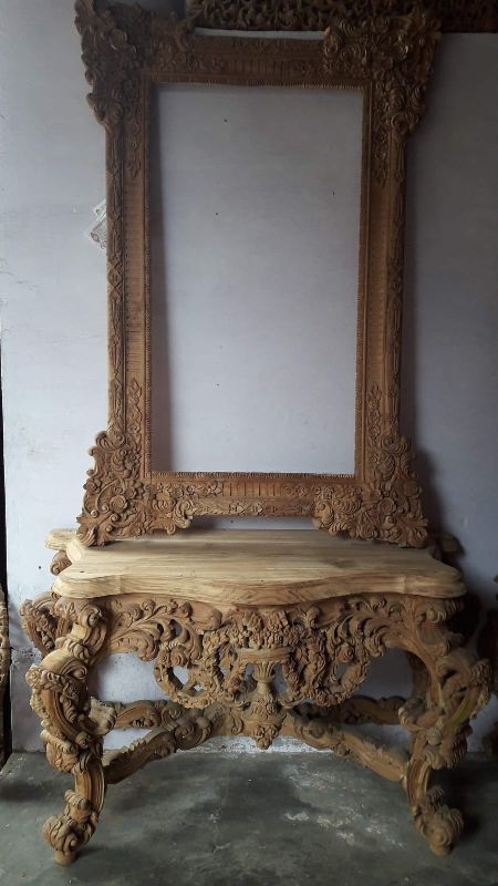 Wooden Engraved Dressing Mirror
