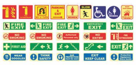 Glow In Dark General Signage, for Office, High Ways, Roadsides, Street, Tube Chip Color : Green, Red