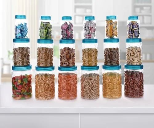 Set Of 18 Transparent Round Plastic Container Set