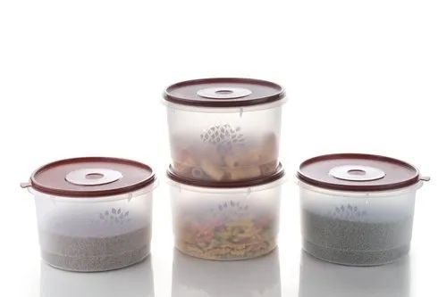 Set Of 4 Transparent Round Plastic Container Set