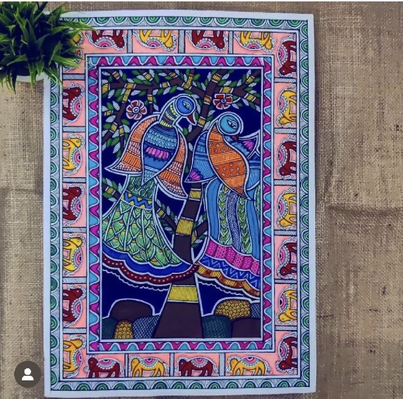 Peacock Madhubani Paintings, for Wall Decoration, Style : Portrait