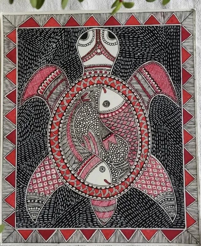 Tortoise Madhubani Paintings, for Wall Decoration, Style : Portrait at ...