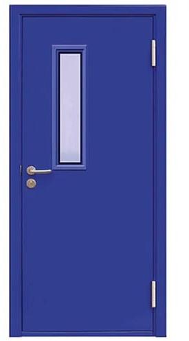 Hinged Mild Steel Fire Retardant Exit Door, Color : Blue