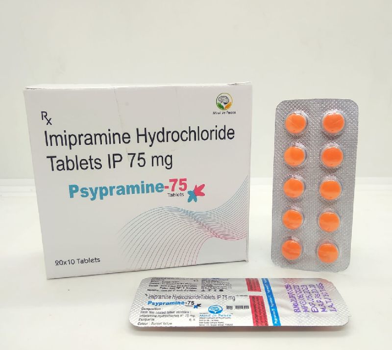 Imipramine Hcl 75mg tabs, for Clinical, Hospital, Packaging Size : 20x10