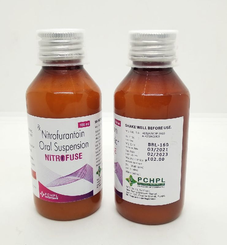 NITROFUSE Nitrofurantoin 100ml Suspension, for Clinical, Hospital, Form : Syrup