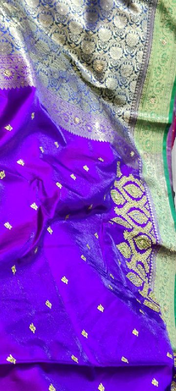 Banarasi Satin Kadiyal Embroidered Saree, Occasion : Party Wear