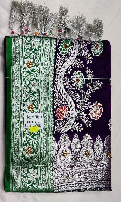 Banarsi Kadiyal Silver Laccha Embroidery Saree