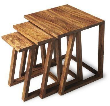 Square Wooden Nesting Table, for Home, Pattern : Plain