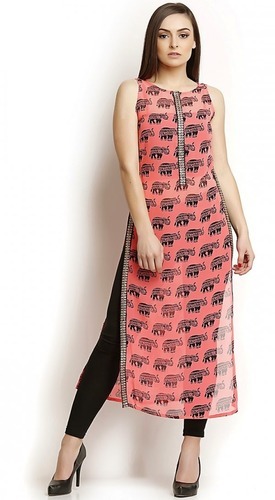 Printed Cotton Ladies Straight Kurti, Feature : Anti-Wrinkle, Dry Cleaning