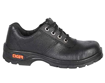 Leather PU Tiger Safety Shoes, Color : Black