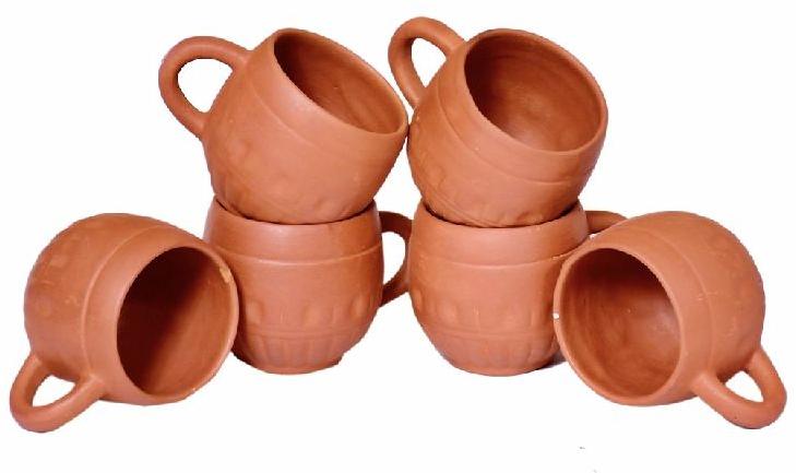 Round Polished Clay Terracotta Dholak Cup, for Drinking Use, Pattern : Plain