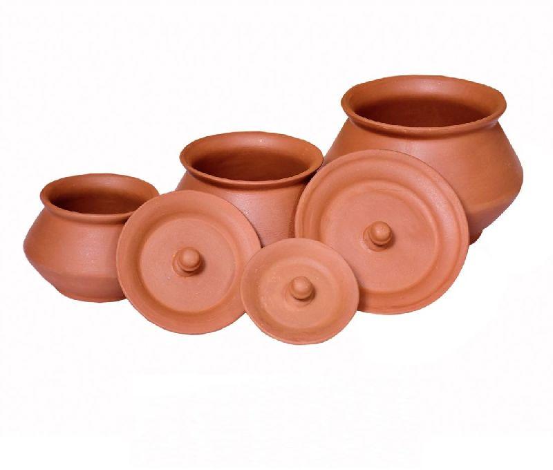 Round Polished Clay Terracotta Handi Set, for Kitchen, Size : Standard