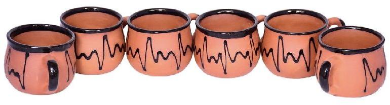 Polished Clay Terracotta Round Cup, for Drinking Use, Pattern : Printed