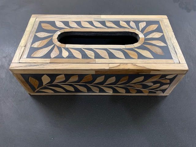 Printed Bone Inlay Tissue Box, Style : Antique