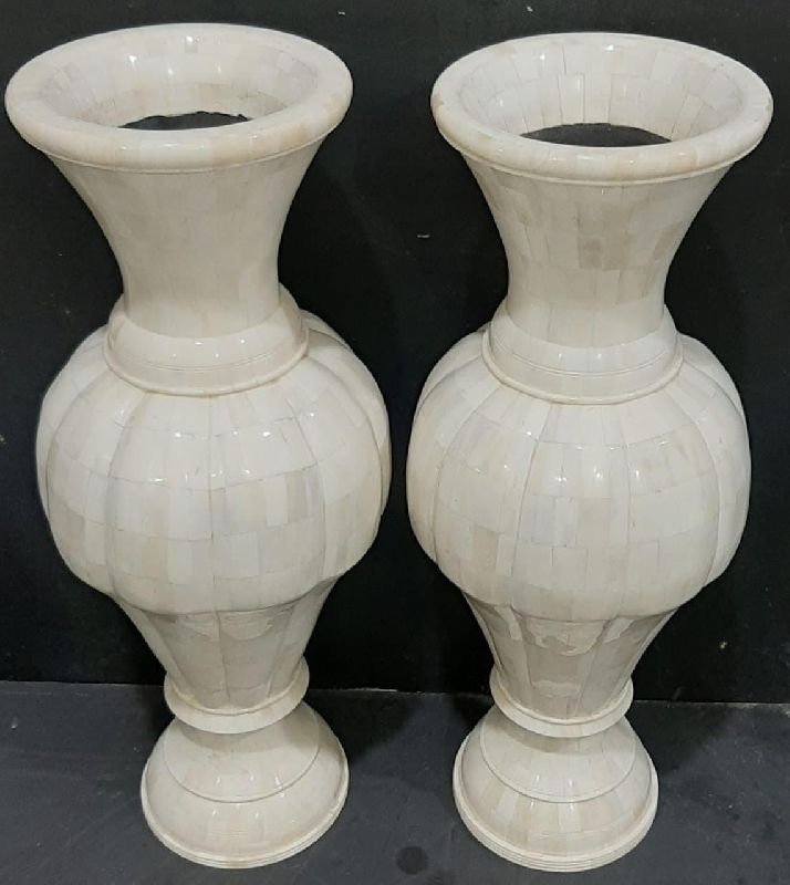 Set of 2 Bone Inlay Flower Vase