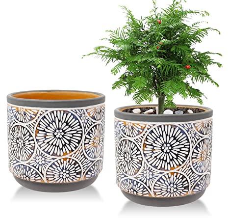 Round Ceramic Printed Planters
