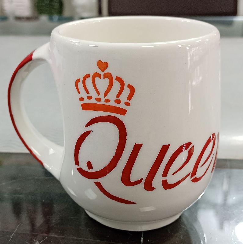 Ceramic Queen Printed Mug, for Gifting, Color : White