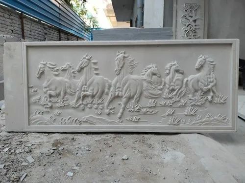 Polished Embossed Sandstone Horse Wall Mural, Feature : Durable, Fine Finish