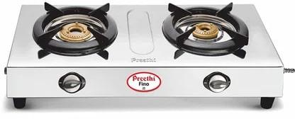 Rectangle Preethi Fino 2 Burner Gas Stove, for Kitchen, Certification : ISI Certified