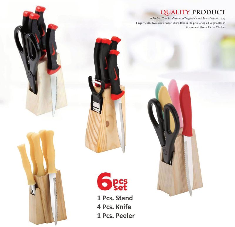 Kappers Polished Wooden Knife Set, for Kitchen Use, Size : Standard