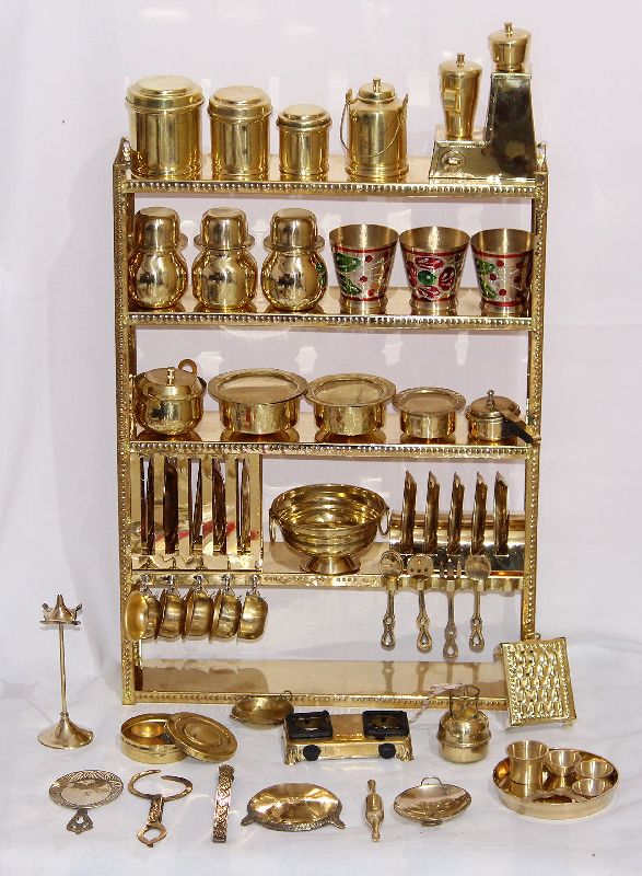 Handcrafted Brass Miniature Kitchen Set