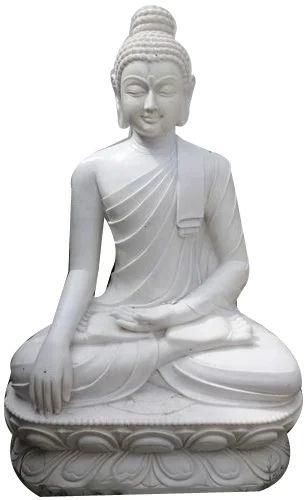 Plain Marble Buddha Statue, Packaging Type : Thermocol Box