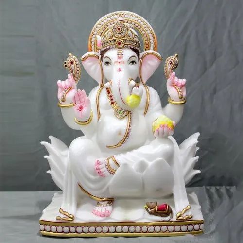 Marble Ganesh Statue, Packaging Type : Thermocol Box