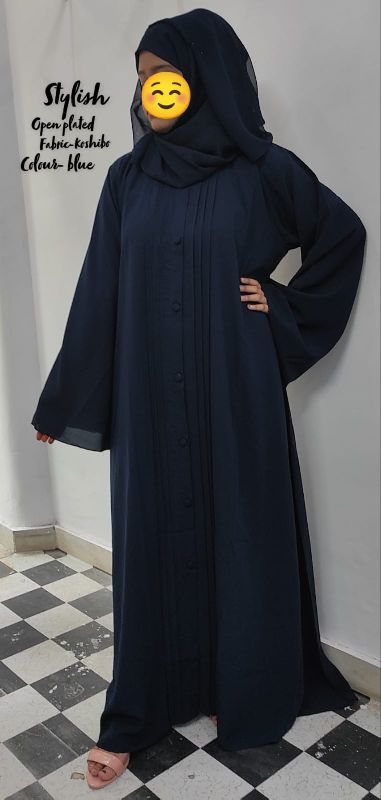 Plain Open Pleated Abaya, Gender : Women