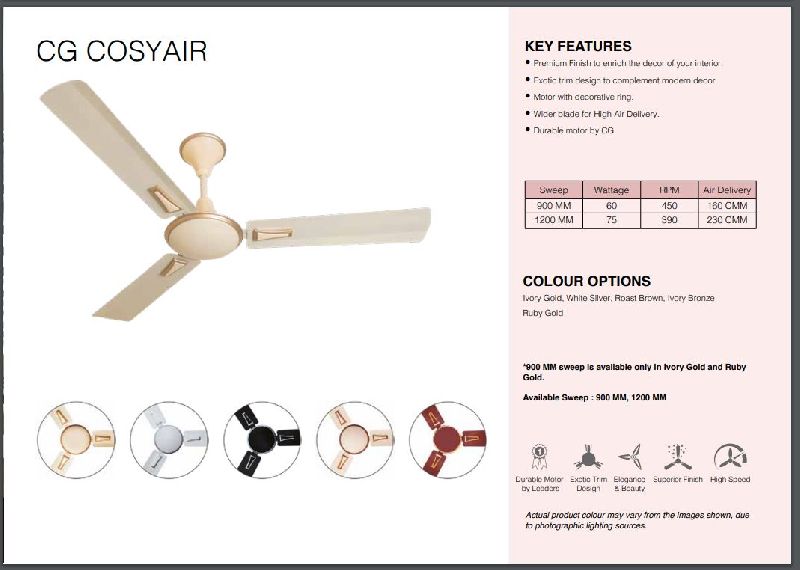 CG COSYAIR 48ICH(1200MM)CEILING FAN, Feature : Fine Finish, Easy To Install