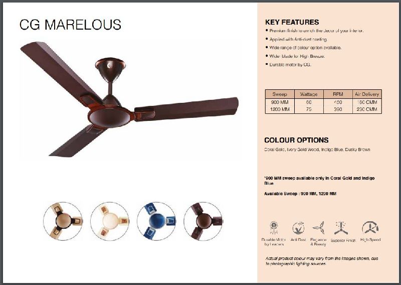 CG MARELOUS 48INCH(1200MM) CEILING FAN, for Air Cooling, Power : 75W
