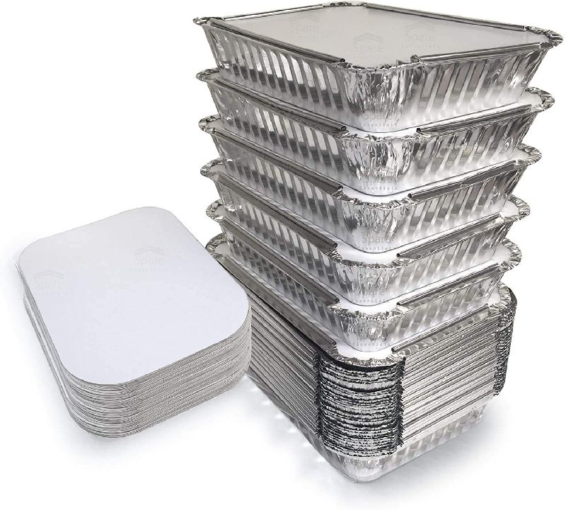 Rectangle Smooth Foil Containers, for Packaging Food, Pattern : Plain
