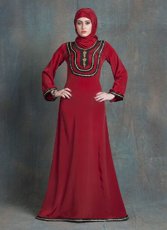 Arabic Dubai Party Wear Kaftan Dress, Color : Maroon