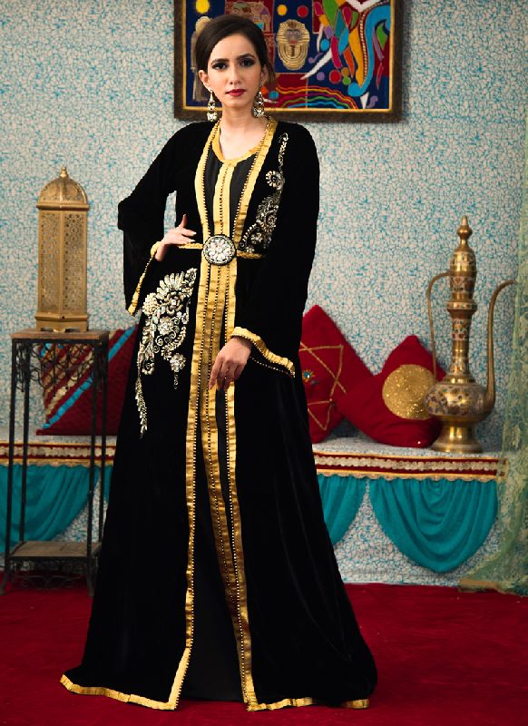 Black Moroccan Style Kaftan Dress