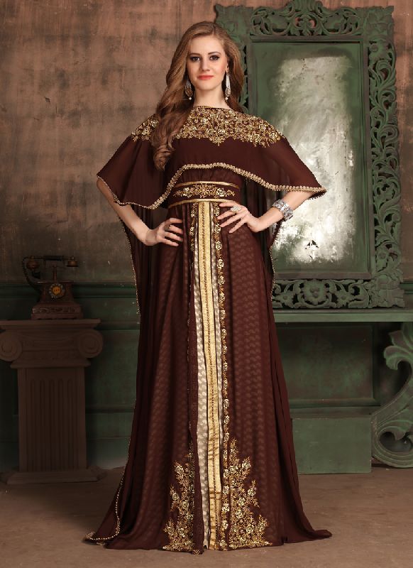 Brown Georgette Kaftan Dress