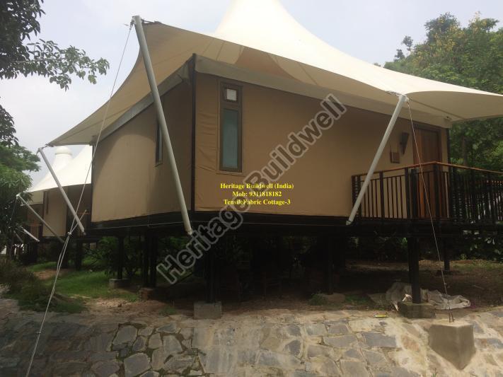 Tensile Fabric Roof Resort Hut, for Outdoor, Feature : Extra Stronger, Water Proof