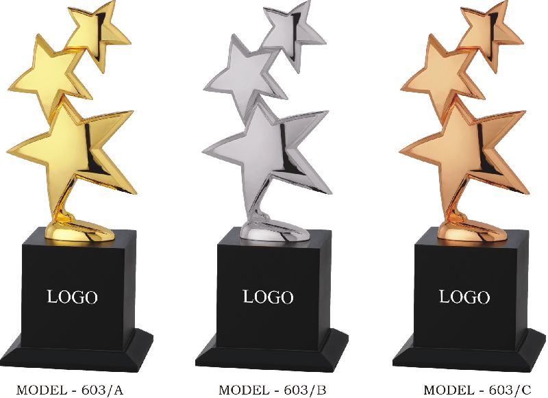 Aluminium Shiny Finish Star Corporate Trophy, for Award Ceremony, Pattern : Dotted, Plain