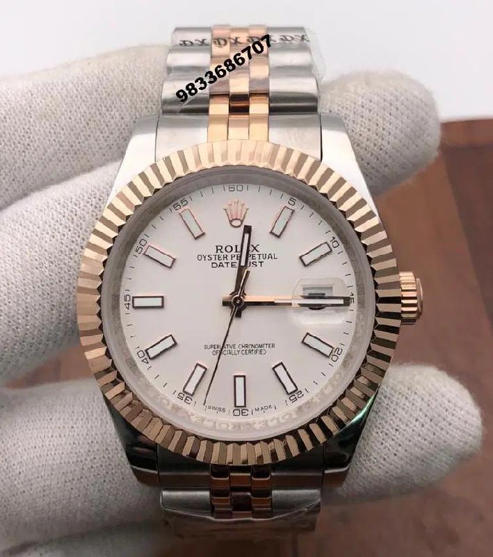 Rolex Date Just Dual Tone White Dial Watch