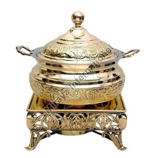 Brass Chowki Chafing Dish, for Serving Food, Pattern : Plain