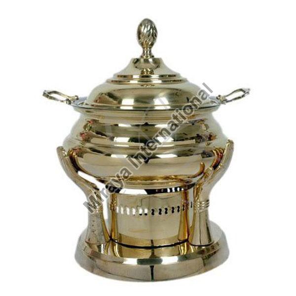Round Brass Hand Chafing Dish, for Serving Food, Feature : Durable, High Quality