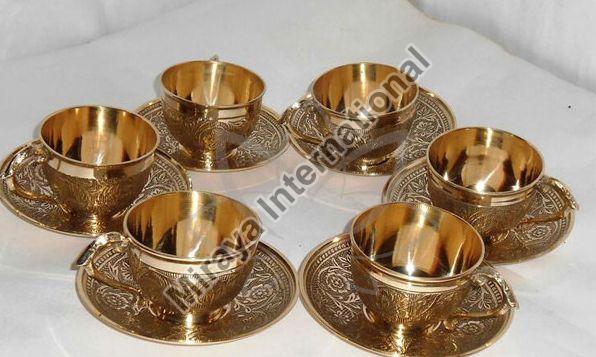 Round Brass Tea Cup and Saucer Set, for Coffee, Feature : Fine Finishing, Perfect Shape
